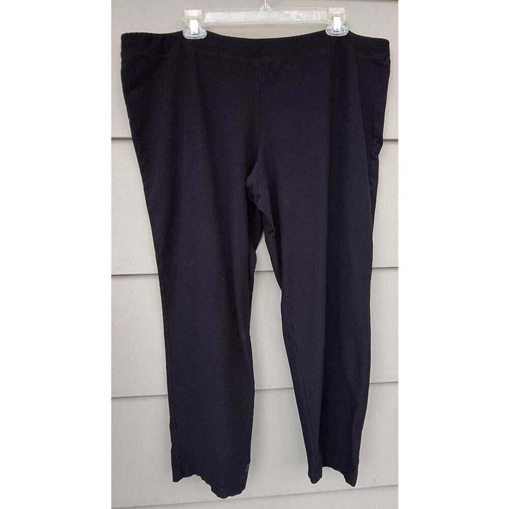 Eileen Fisher Woman Pull on Elastic Waist Cropped Black Dress Pants Size 2XL